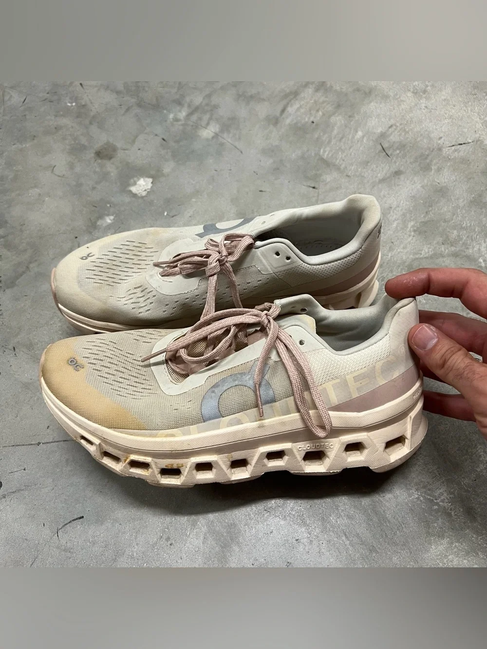 On Cloudmonster Running Sneaker In Moon/Fawn - Women's Size 8.5 (61.97785) READ